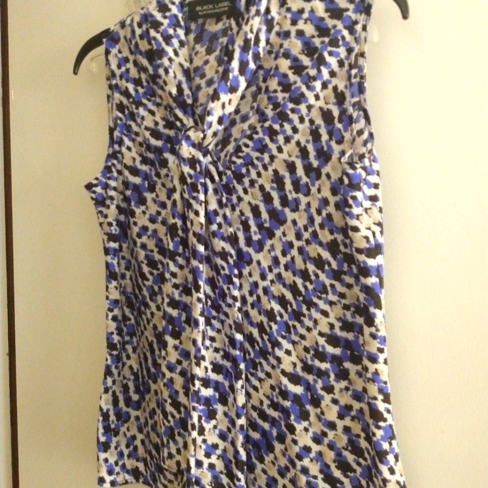 Evan Picone Black Label Sleeveless tie front Blouse